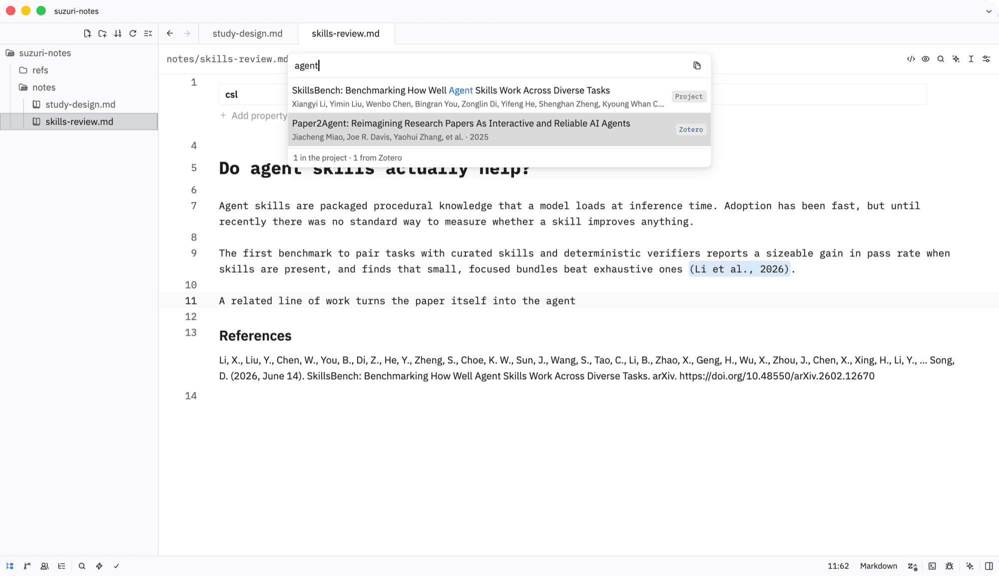 Cite from Zotero without leaving the note